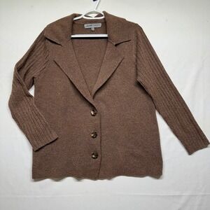 Absolutely Famous Brown Blazer Style Sweater Long Sleeves Cozy Womens Large
